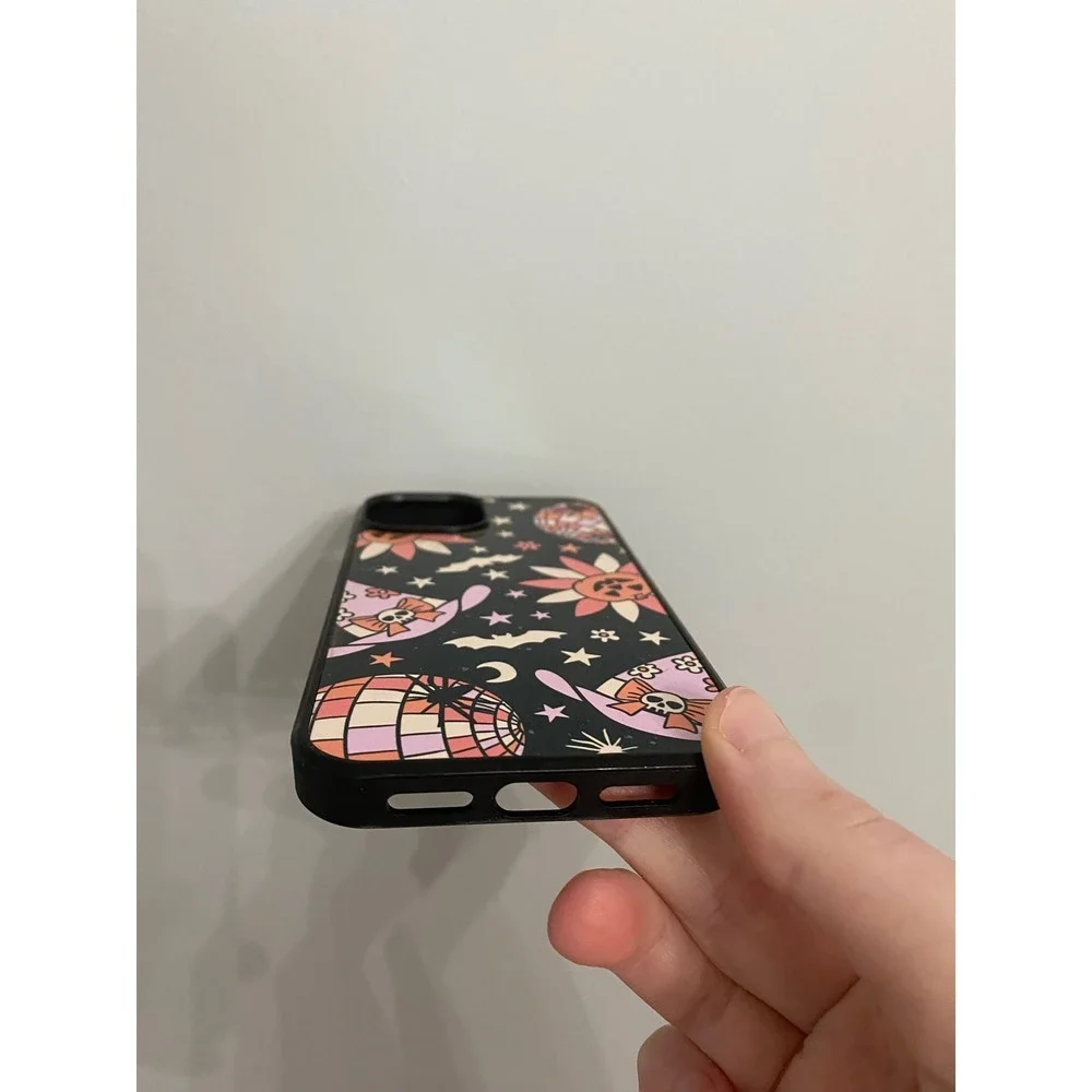 iPhone Case‎ Unisex iPhone 14 Black Halloween Spooky Disco Ball Witch Hat Print